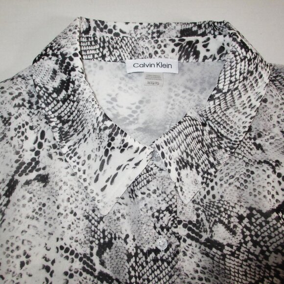 Calvin Klein Snakeskin Button Up Shirt Blouse Top Plus 1X Chiffon Lined $99 nwt - Picture 6 of 8
